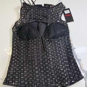 Black Geometric Bra with Molded Cups